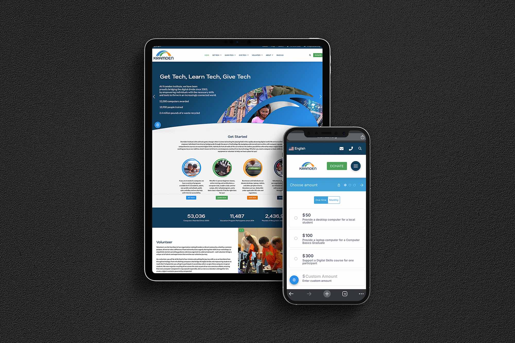 Website mock up for Kramden